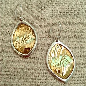Silpada woodgrain design gold and silver earrings